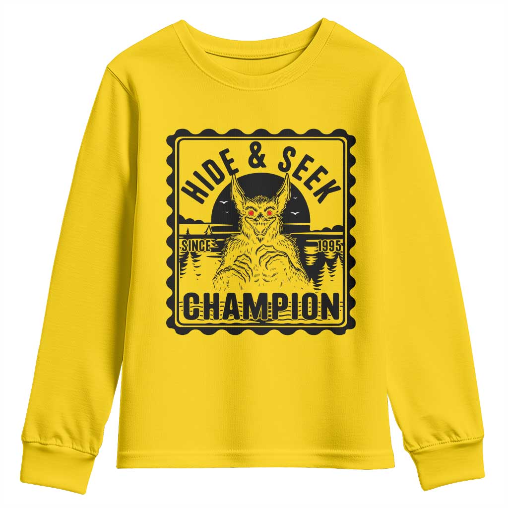 Chupacabra Hide And Seek Champion Since 1995 Youth Sweatshirt Cryptid Gift - Wonder Print Shop