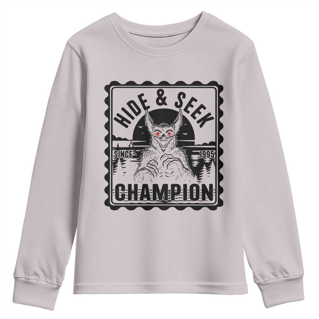 Chupacabra Hide And Seek Champion Since 1995 Youth Sweatshirt Cryptid Gift - Wonder Print Shop