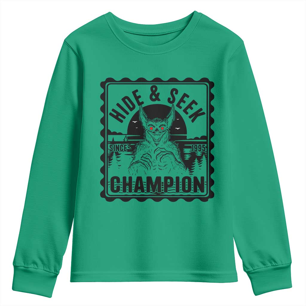Chupacabra Hide And Seek Champion Since 1995 Youth Sweatshirt Cryptid Gift - Wonder Print Shop