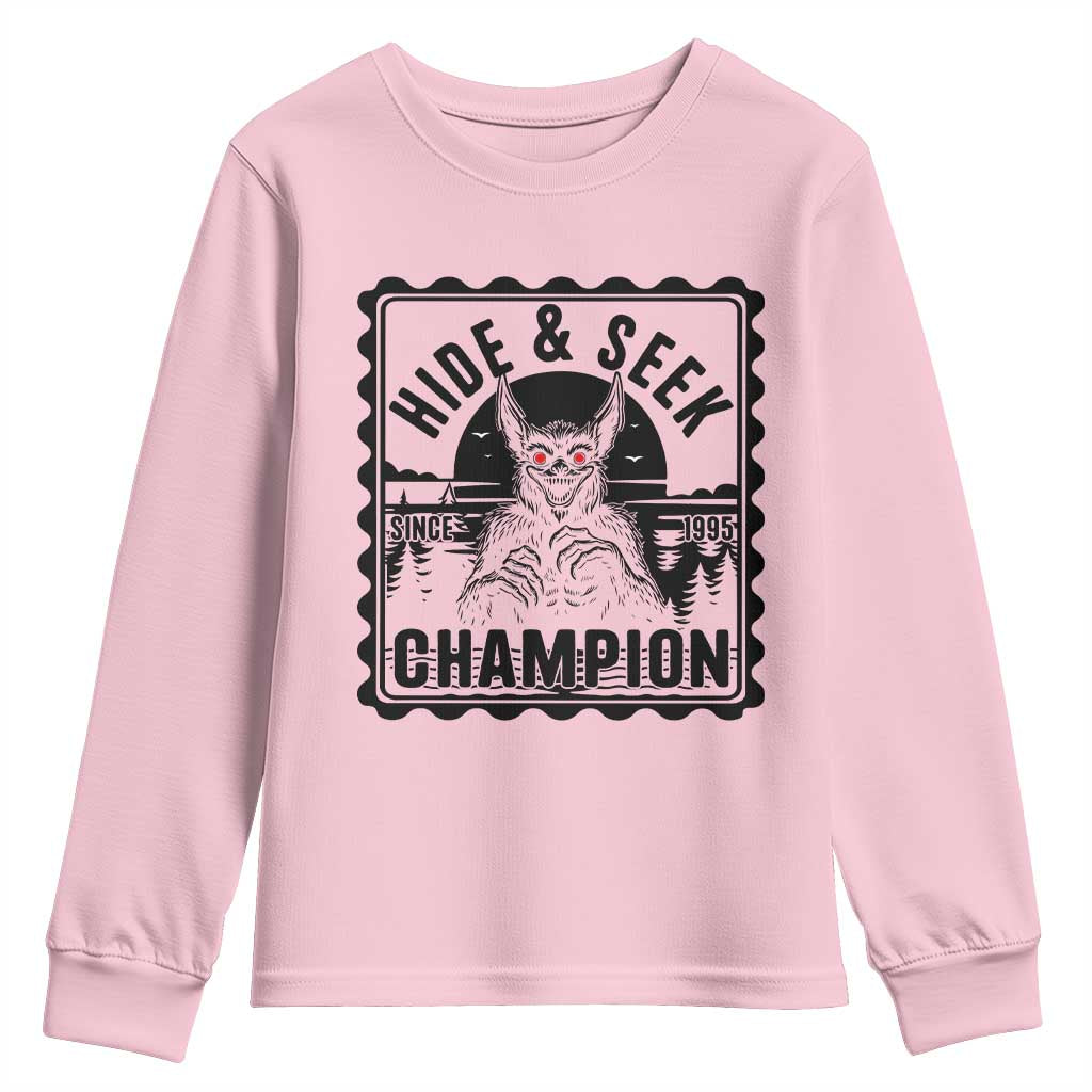 Chupacabra Hide And Seek Champion Since 1995 Youth Sweatshirt Cryptid Gift - Wonder Print Shop