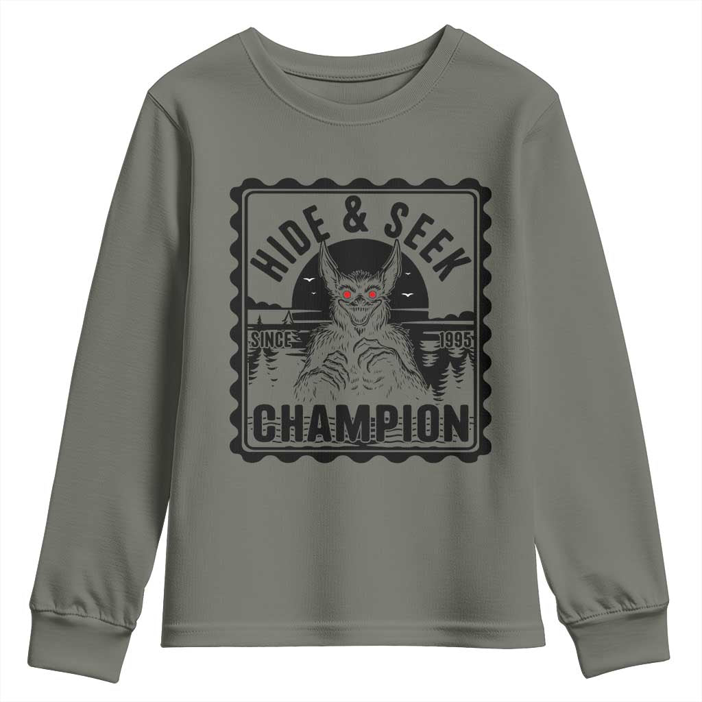 Chupacabra Hide And Seek Champion Since 1995 Youth Sweatshirt Cryptid Gift - Wonder Print Shop