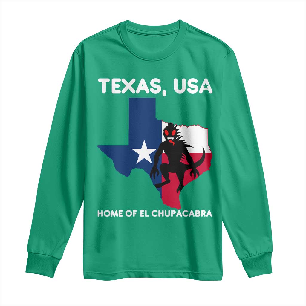 Chupacabra Texas Long Sleeve Shirt Home Of El Chupacabra Gothic Horror Gift - Wonder Print Shop