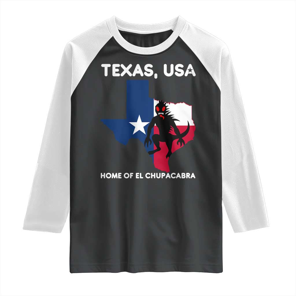 Chupacabra Texas Raglan Shirt Home Of El Chupacabra Gothic Horror Gift - Wonder Print Shop