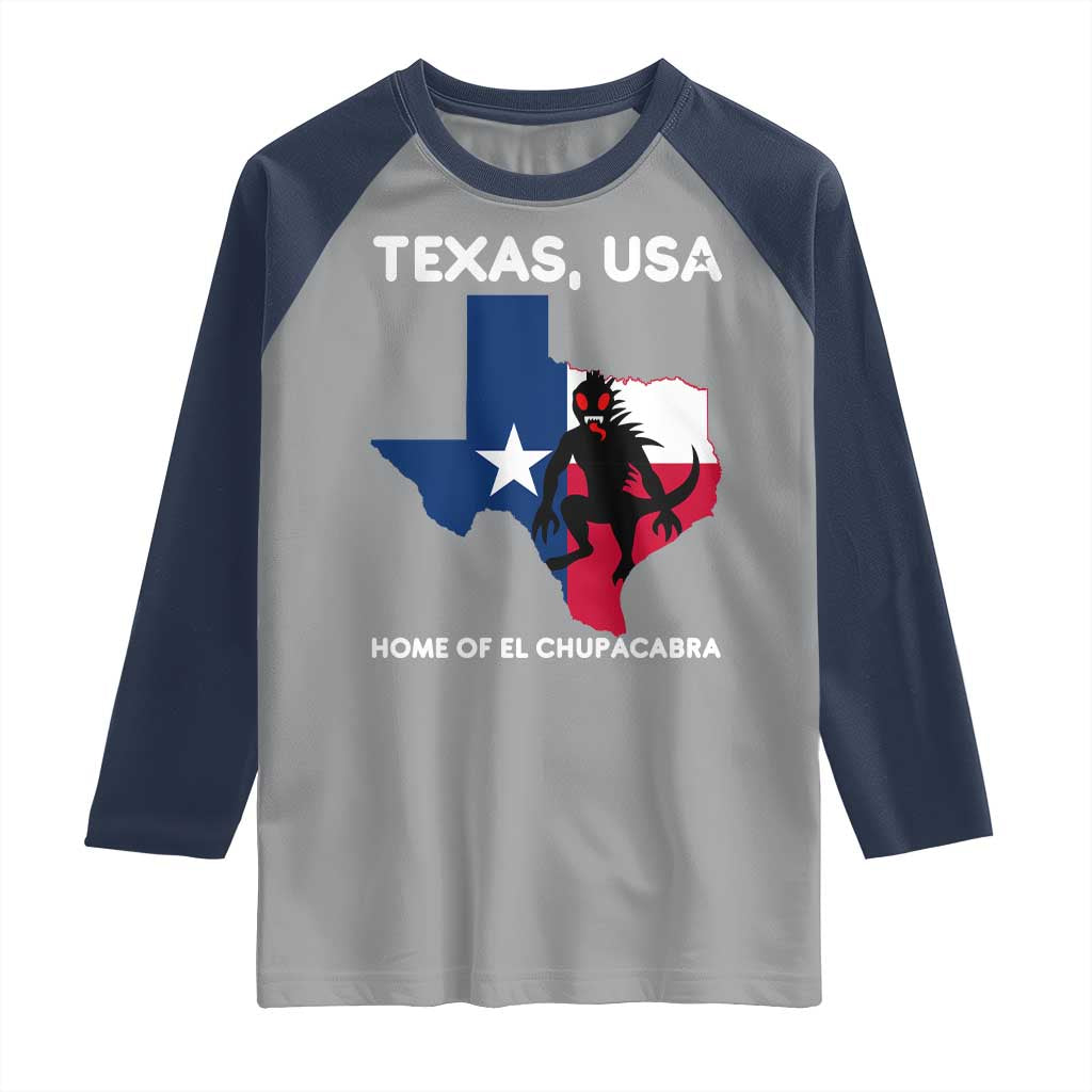 Chupacabra Texas Raglan Shirt Home Of El Chupacabra Gothic Horror Gift - Wonder Print Shop