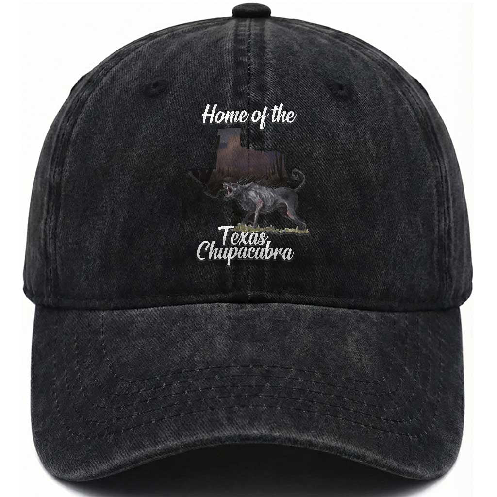 Chupacabra Washed Cotton Baseball Cap Home Of The Texas Gothic Folklore Gift
