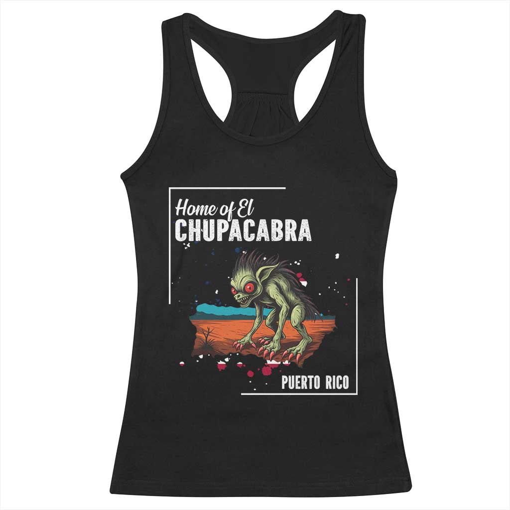 Chupacabra Racerback Tank Top Home Of Puerto Rico Mystery Urban Legend Gift - Wonder Print Shop