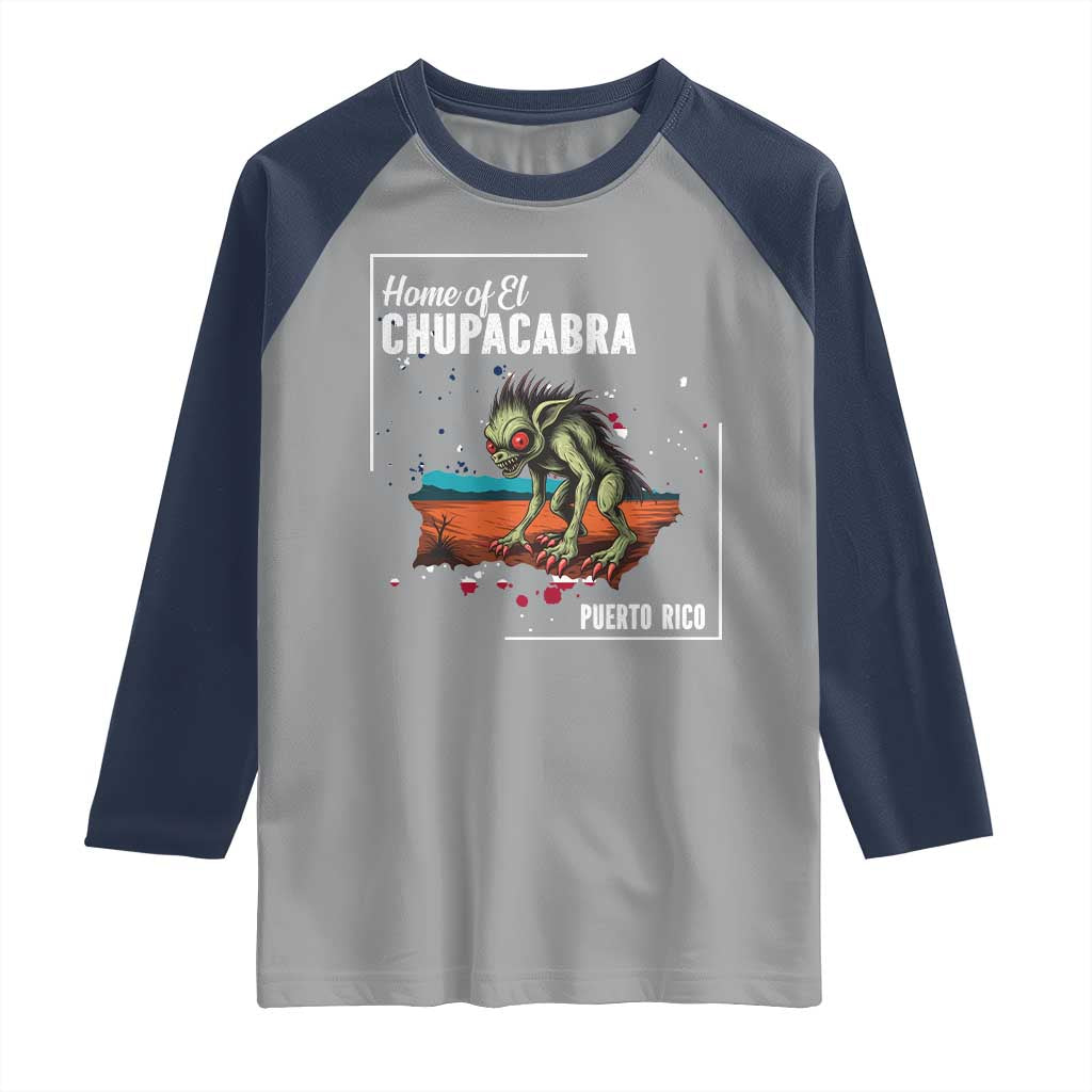 Chupacabra Raglan Shirt Home Of Puerto Rico Mystery Urban Legend Gift - Wonder Print Shop