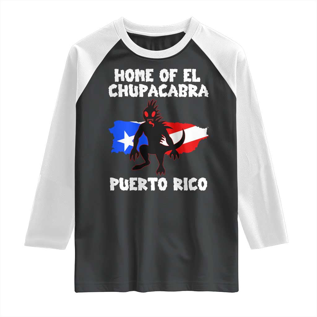 Chupacabra Raglan Shirt Home Of Puerto Rico Legend Gothic Horror Gift - Wonder Print Shop