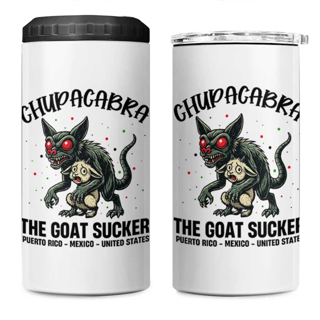 Chupacabra 4 in 1 Can Cooler Tumbler The Goat Sucker Vintage Horror Cryptid Gift