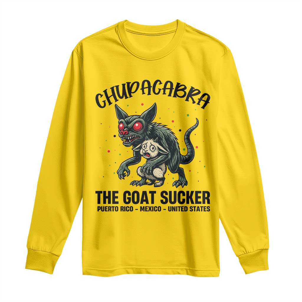 Chupacabra Long Sleeve Shirt The Goat Sucker Vintage Horror Cryptid Gift - Wonder Print Shop