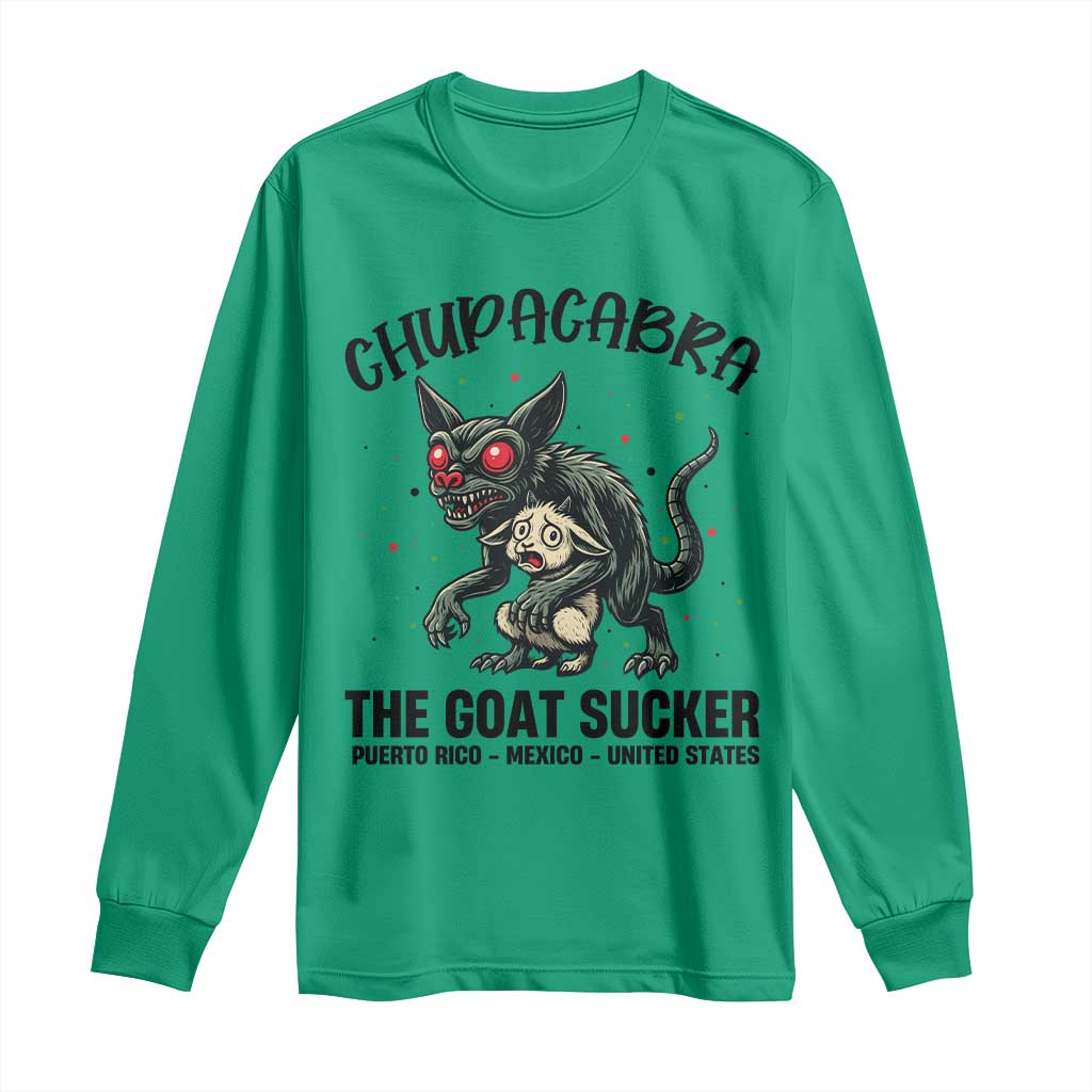 Chupacabra Long Sleeve Shirt The Goat Sucker Vintage Horror Cryptid Gift - Wonder Print Shop