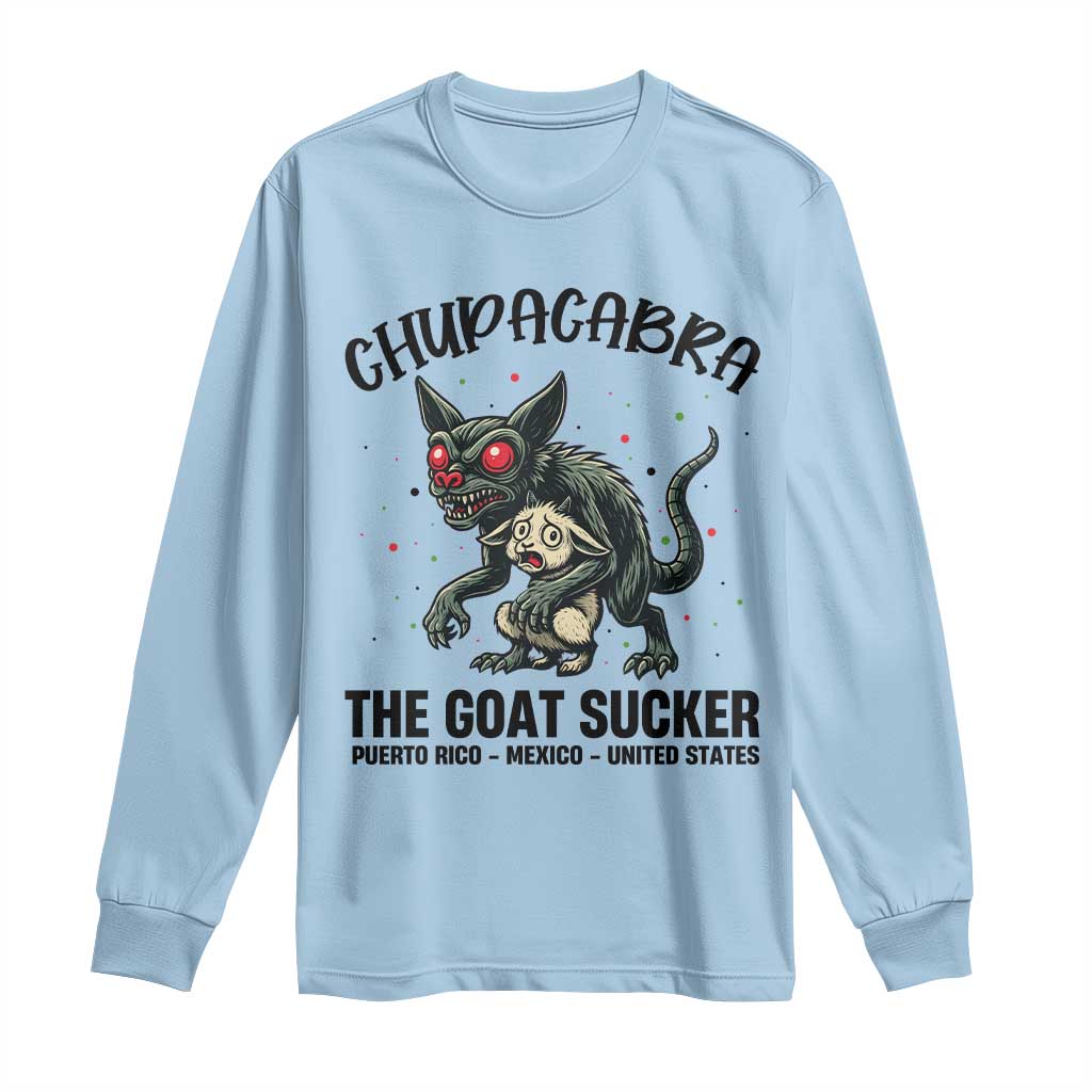 Chupacabra Long Sleeve Shirt The Goat Sucker Vintage Horror Cryptid Gift - Wonder Print Shop