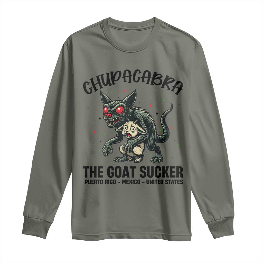 Chupacabra Long Sleeve Shirt The Goat Sucker Vintage Horror Cryptid Gift - Wonder Print Shop