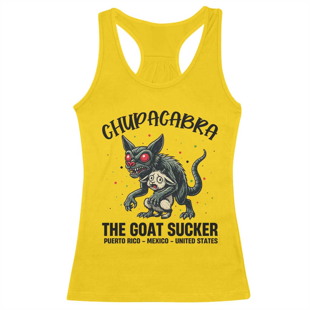 Chupacabra Racerback Tank Top The Goat Sucker Vintage Horror Cryptid Gift - Wonder Print Shop