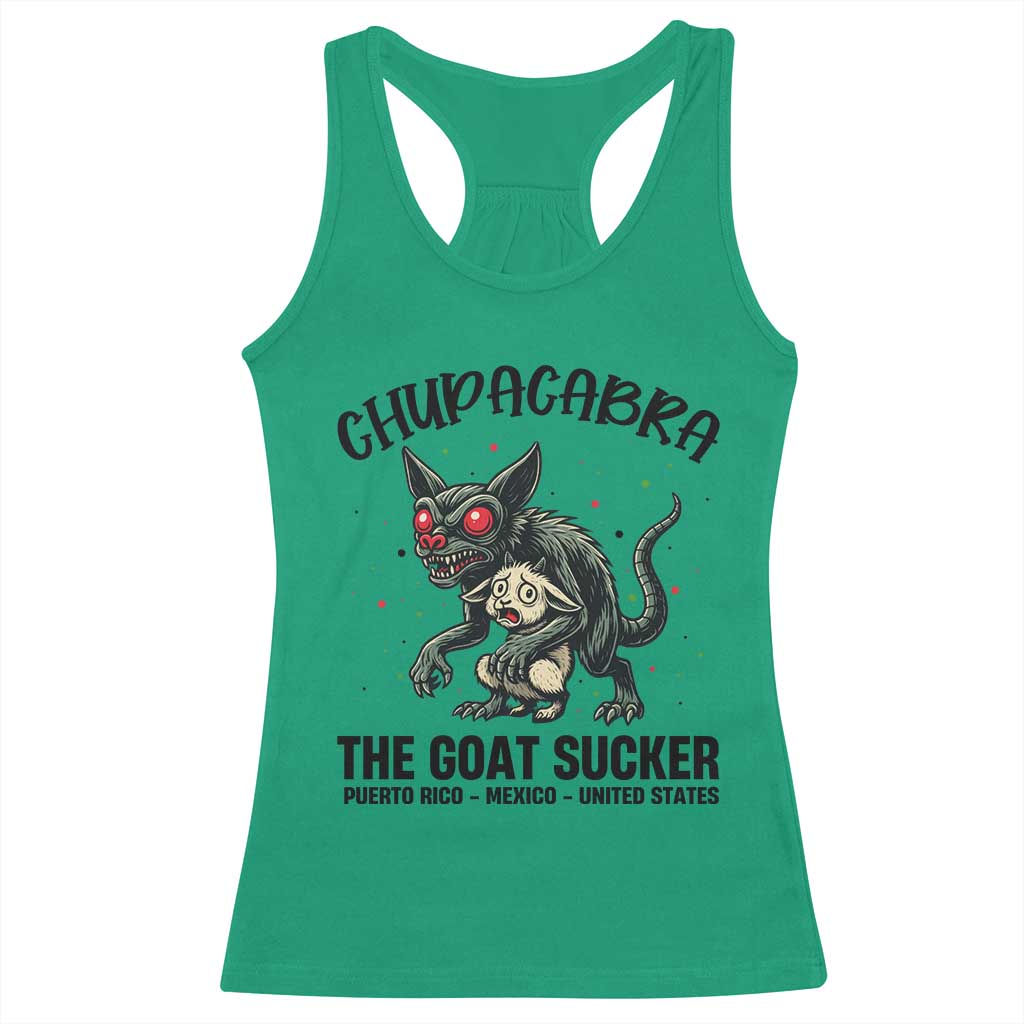 Chupacabra Racerback Tank Top The Goat Sucker Vintage Horror Cryptid Gift - Wonder Print Shop