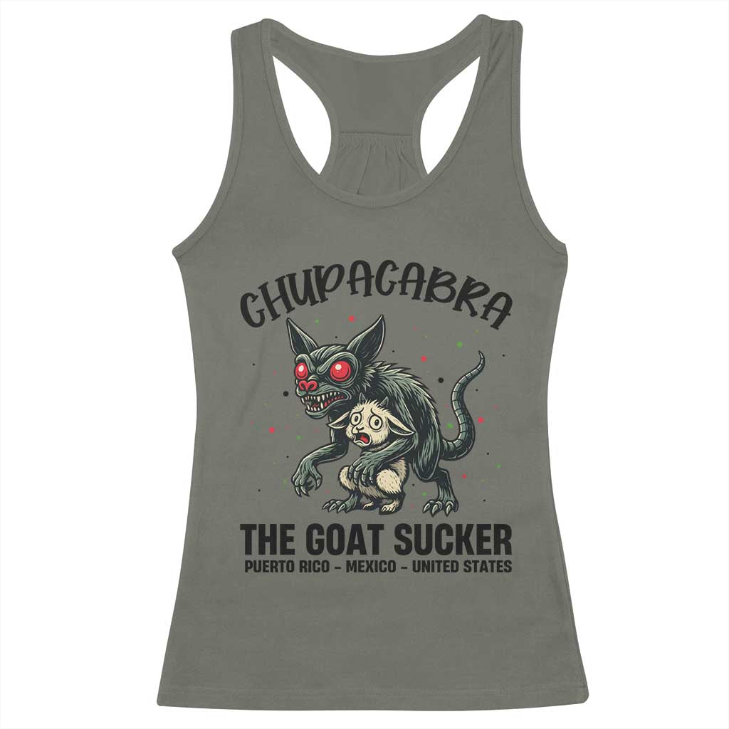 Chupacabra Racerback Tank Top The Goat Sucker Vintage Horror Cryptid Gift - Wonder Print Shop