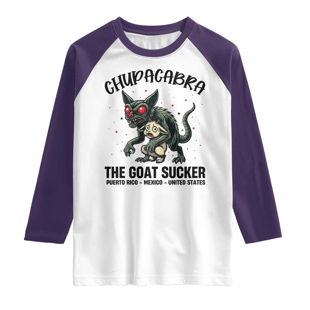 Chupacabra Raglan Shirt The Goat Sucker Vintage Horror Cryptid Gift - Wonder Print Shop