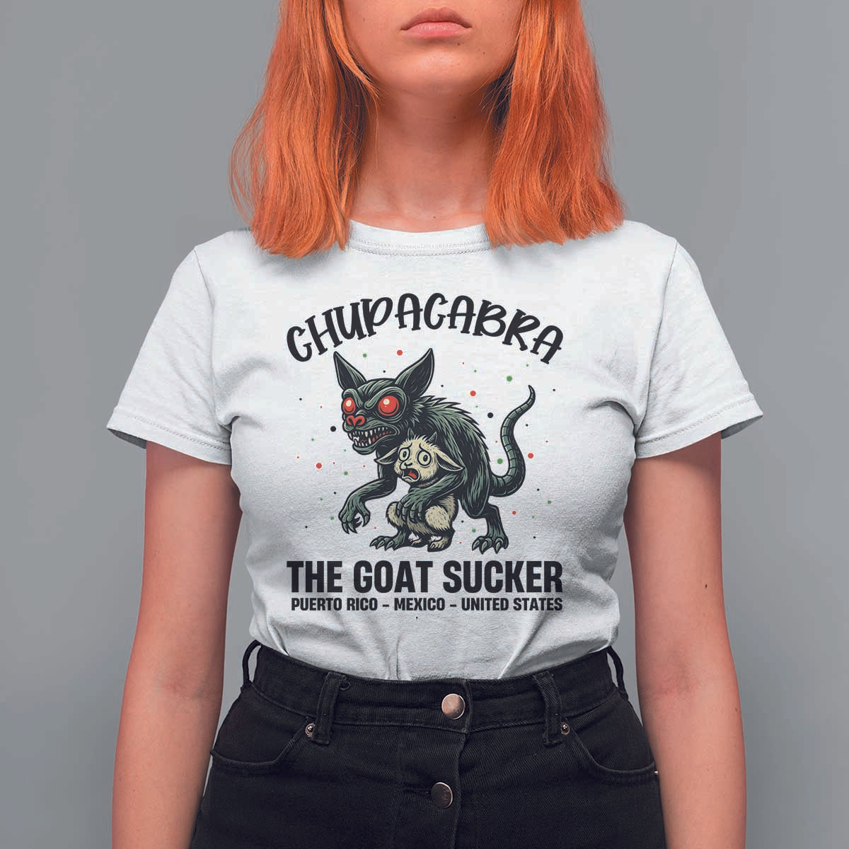 Chupacabra T Shirt For Women The Goat Sucker Vintage Horror Cryptid Gift - Wonder Print Shop