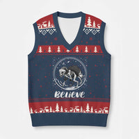 Chupacabra V-Neck Knit Sweater Vest Funny Believe Xmas Cryptid Gift - Wonder Print Shop