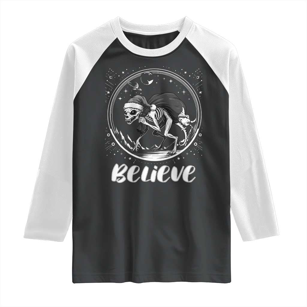 Chupacabra Raglan Shirt Funny Believe Christmas Cryptid Gift - Wonder Print Shop