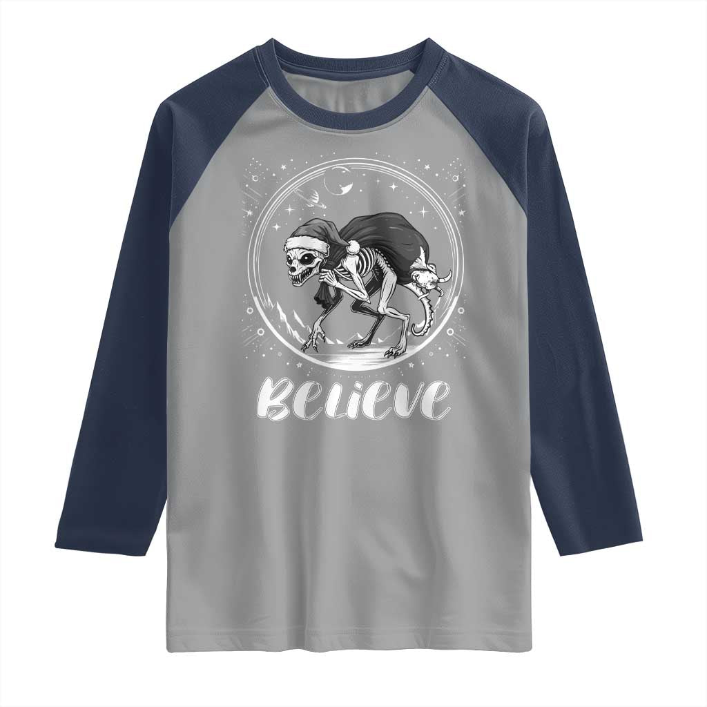 Chupacabra Raglan Shirt Funny Believe Christmas Cryptid Gift - Wonder Print Shop