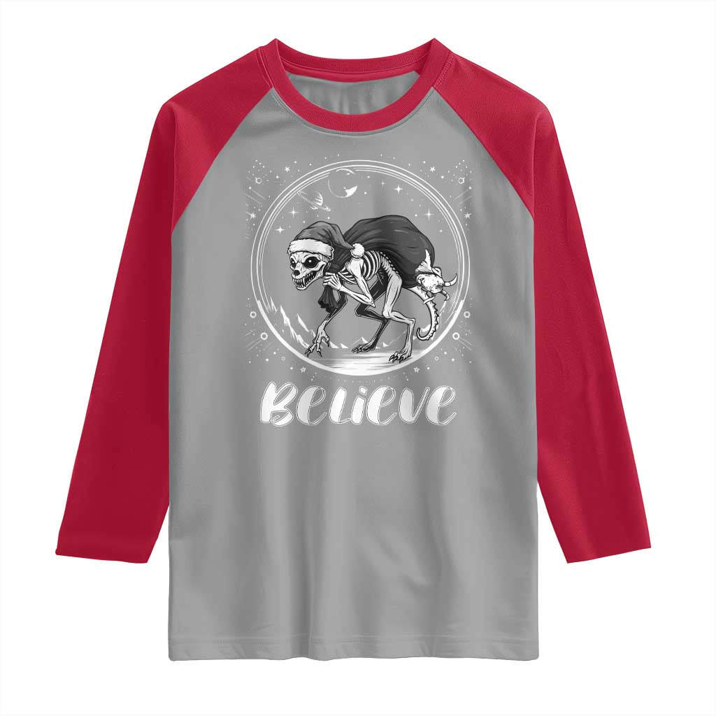 Chupacabra Raglan Shirt Funny Believe Christmas Cryptid Gift - Wonder Print Shop