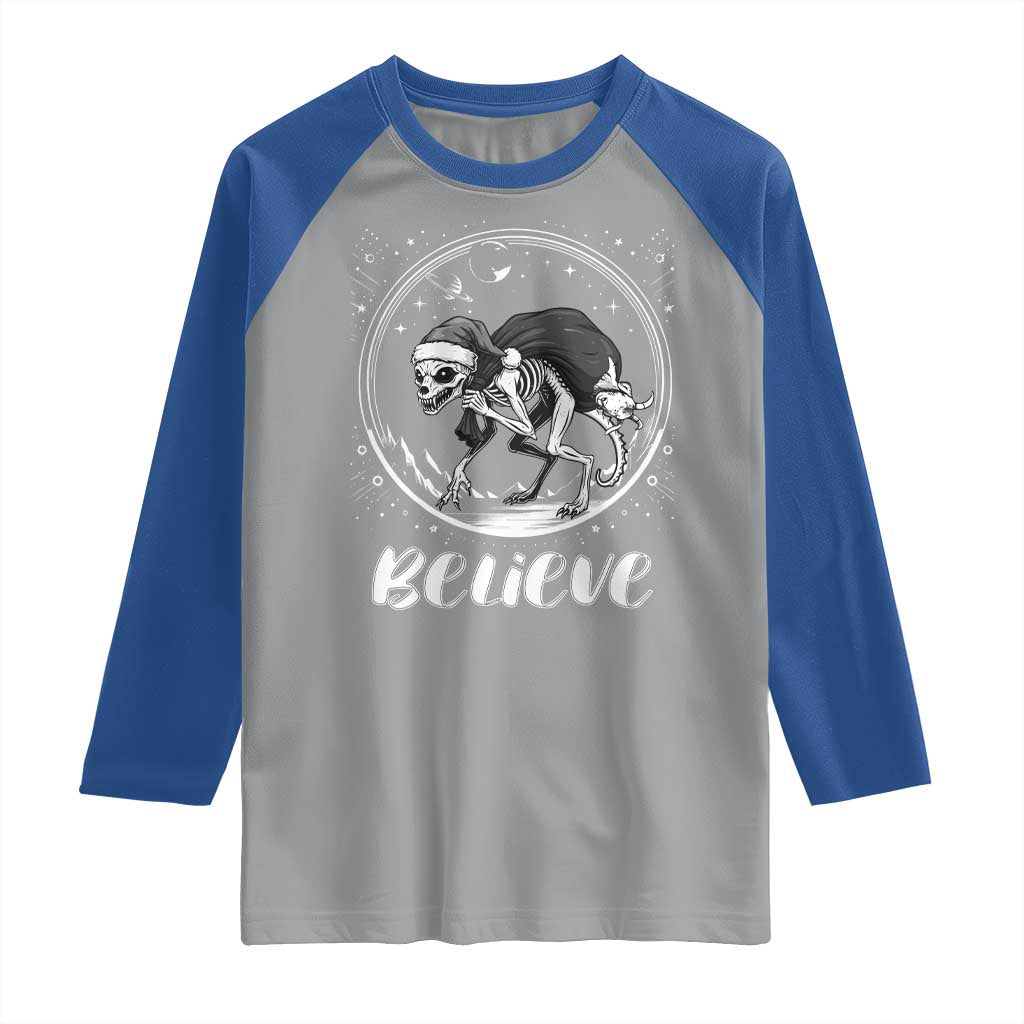 Chupacabra Raglan Shirt Funny Believe Christmas Cryptid Gift - Wonder Print Shop