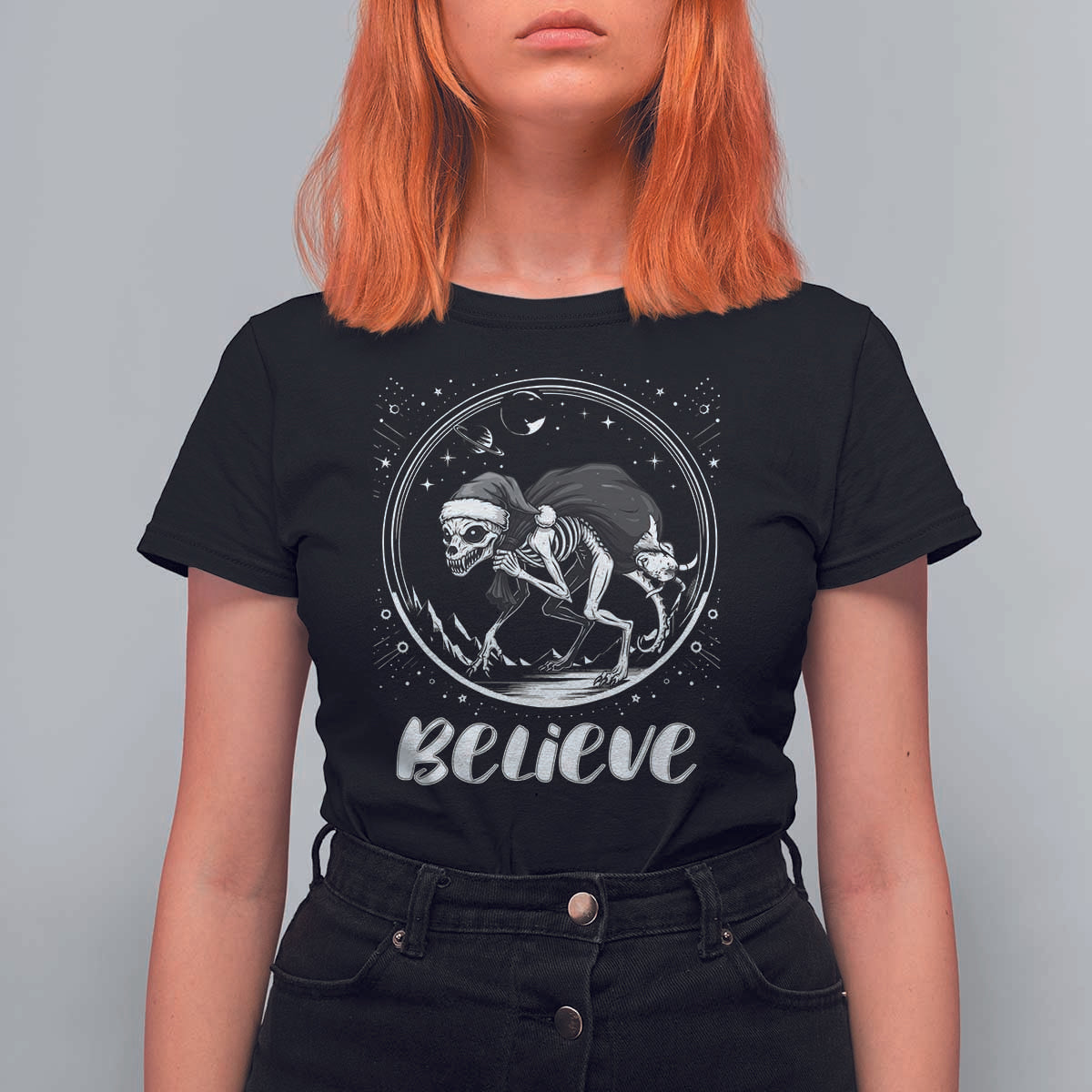 Chupacabra T Shirt For Women Funny Believe Christmas Cryptid Gift - Wonder Print Shop