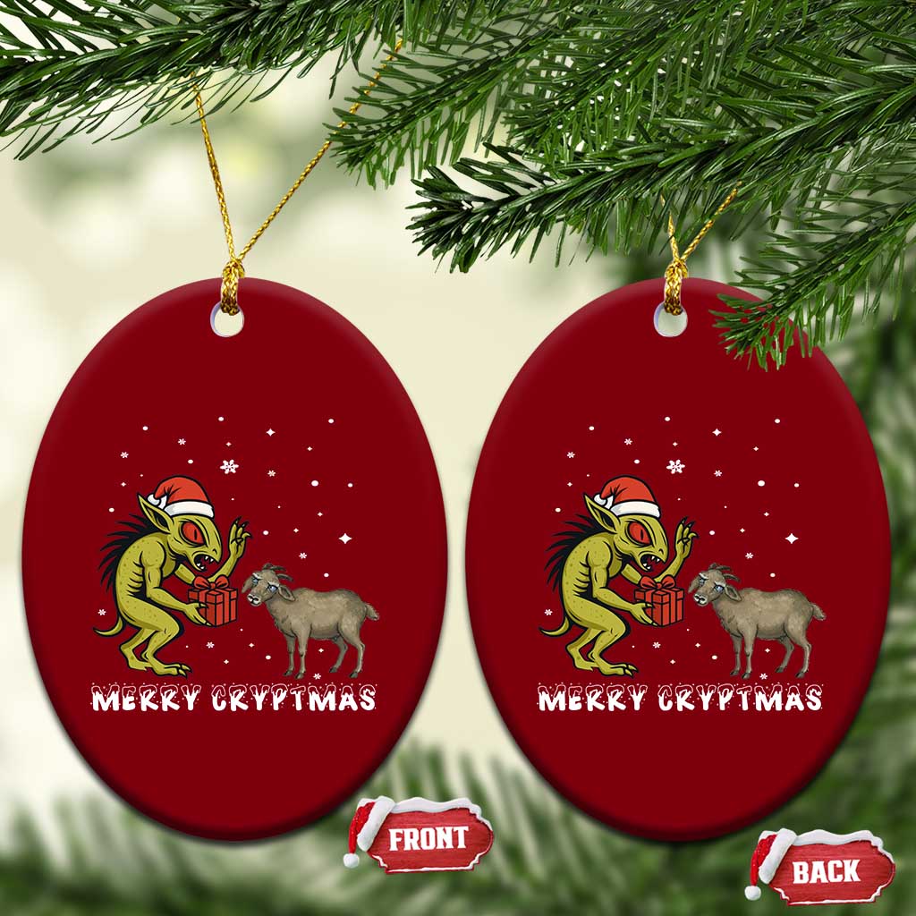 Funny Chupacabra Ceramic Ornament Merry Cryptmas Xmas Gift - Wonder Print Shop