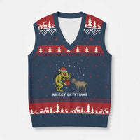 Funny Chupacabra V-Neck Knit Sweater Vest Merry Cryptmas Xmas Gift - Wonder Print Shop