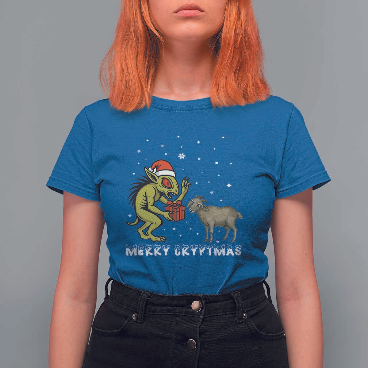 Funny Chupacabra T Shirt For Women Merry Cryptmas Christmas Gift - Wonder Print Shop