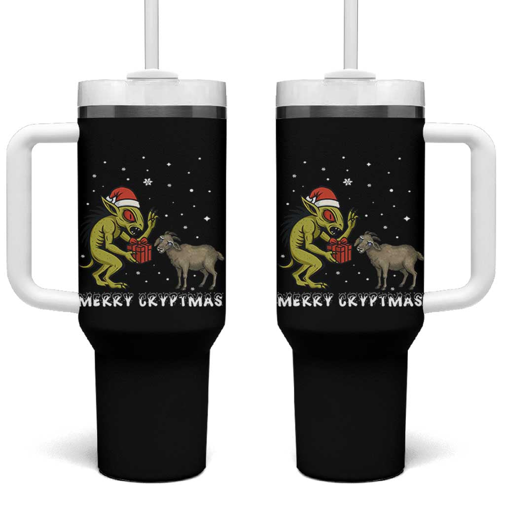 Funny Chupacabra Tumbler With Handle Merry Cryptmas Christmas Gift