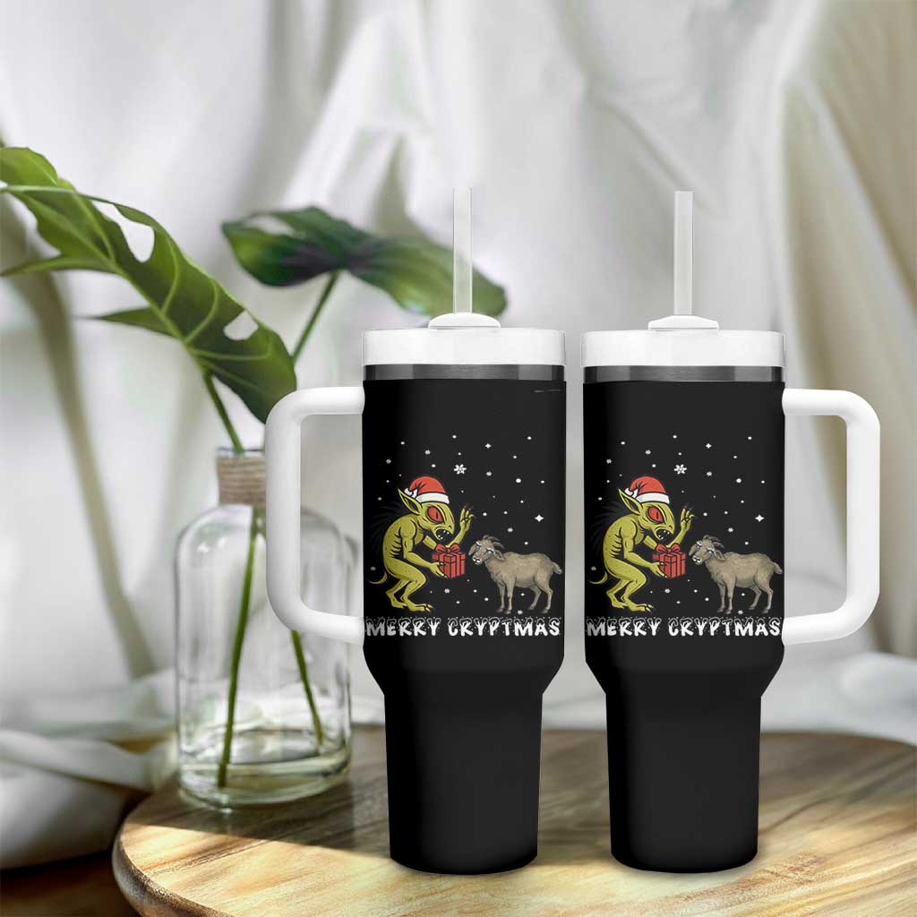 Funny Chupacabra Tumbler With Handle Merry Cryptmas Christmas Gift