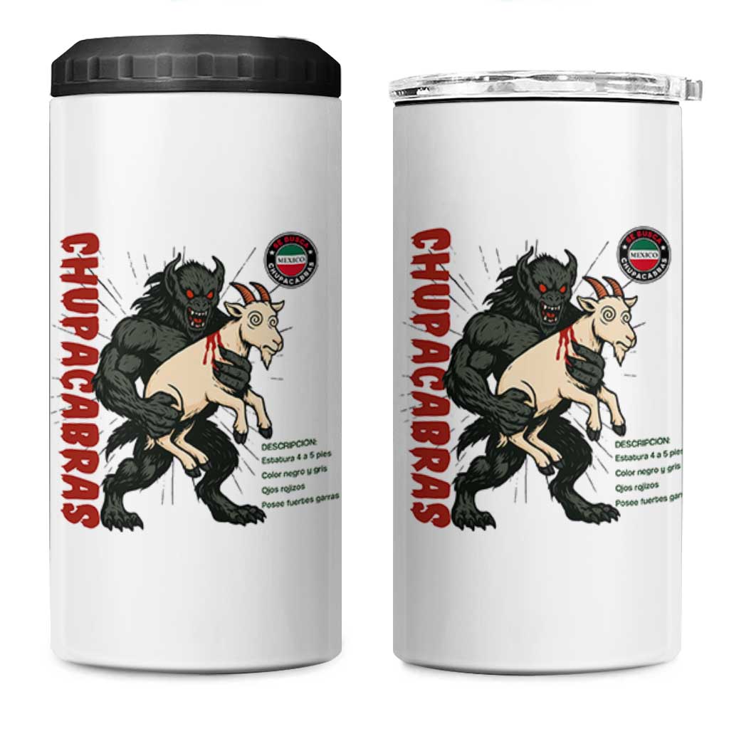 Chupacabra 4 in 1 Can Cooler Tumbler Vintage Horror Cryptid Gift