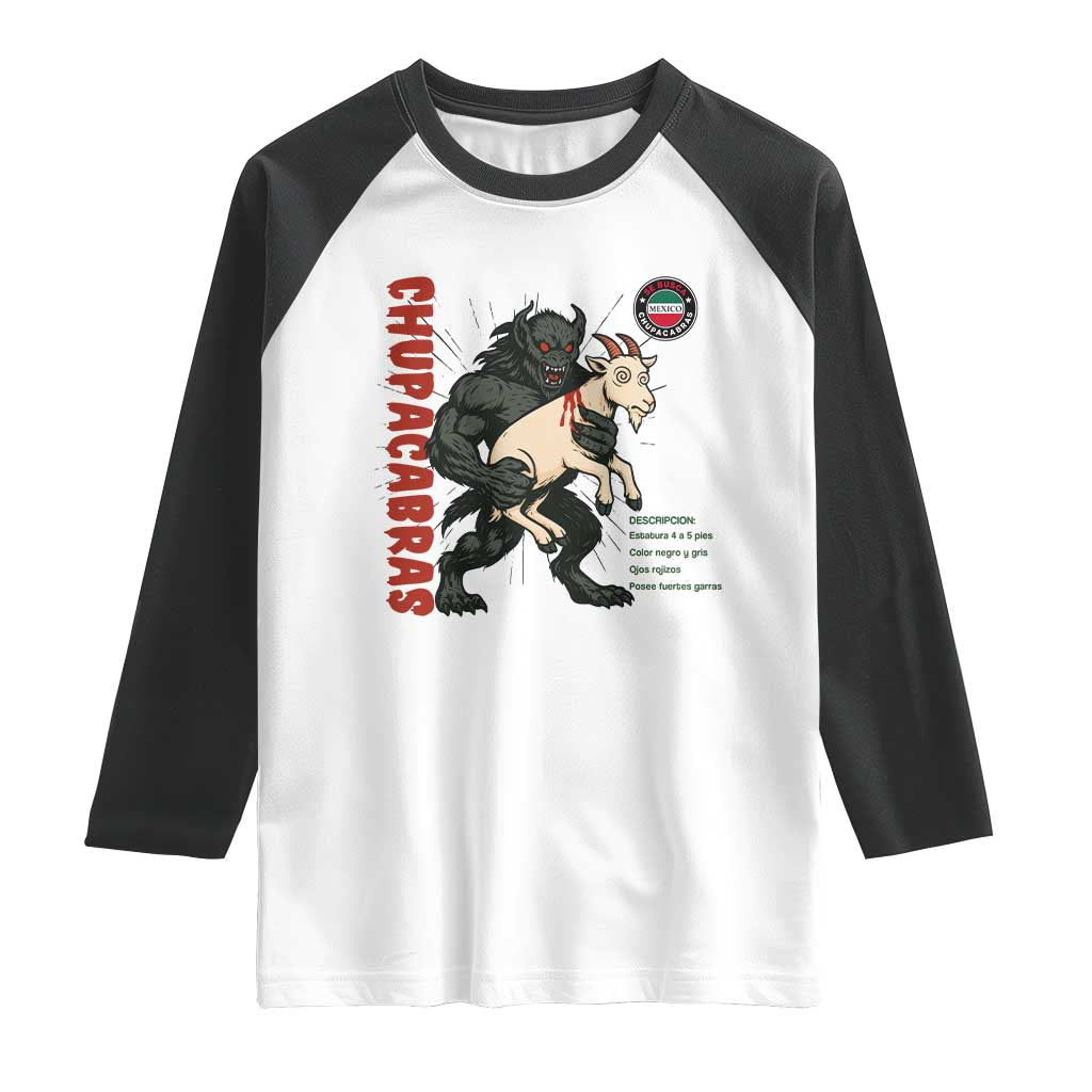 Chupacabra Raglan Shirt Vintage Horror Cryptid Gift - Wonder Print Shop