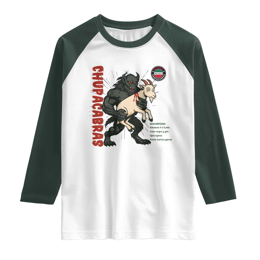 Chupacabra Raglan Shirt Vintage Horror Cryptid Gift - Wonder Print Shop