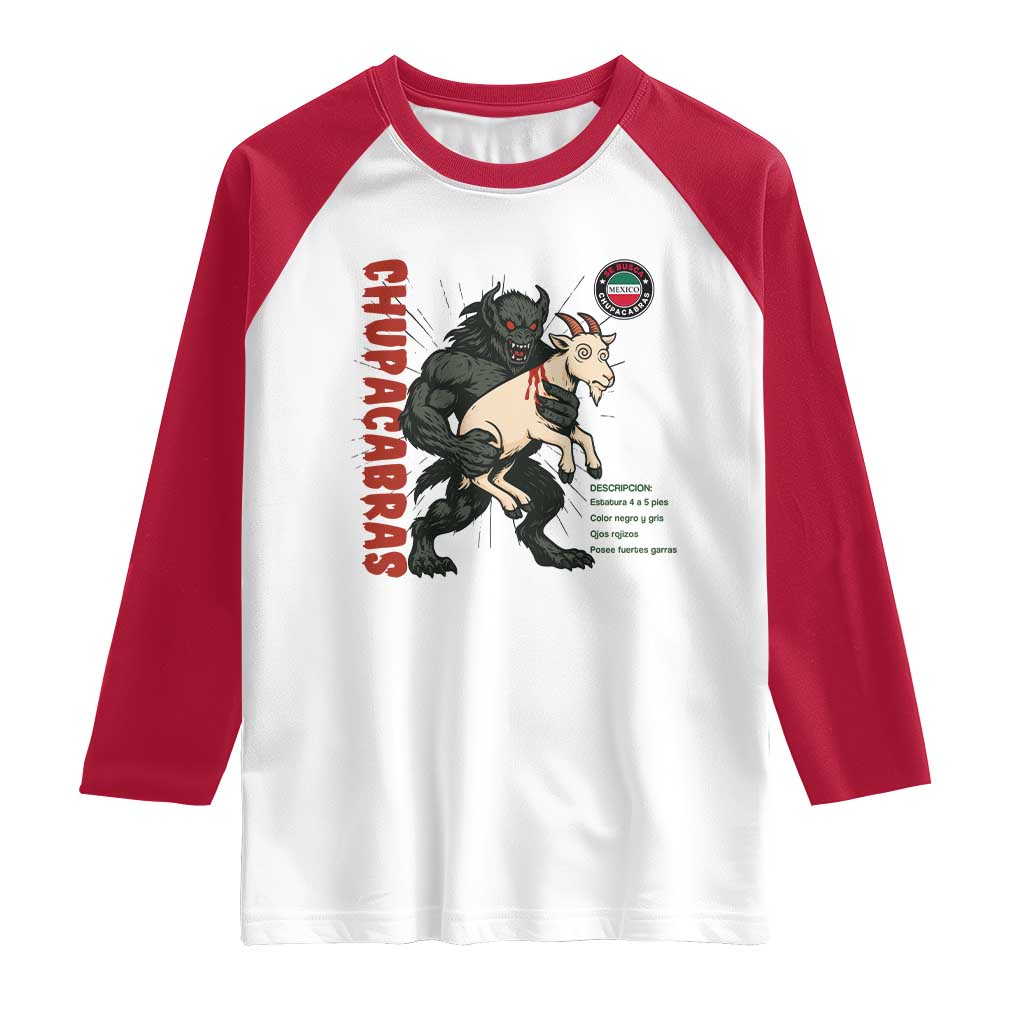 Chupacabra Raglan Shirt Vintage Horror Cryptid Gift - Wonder Print Shop