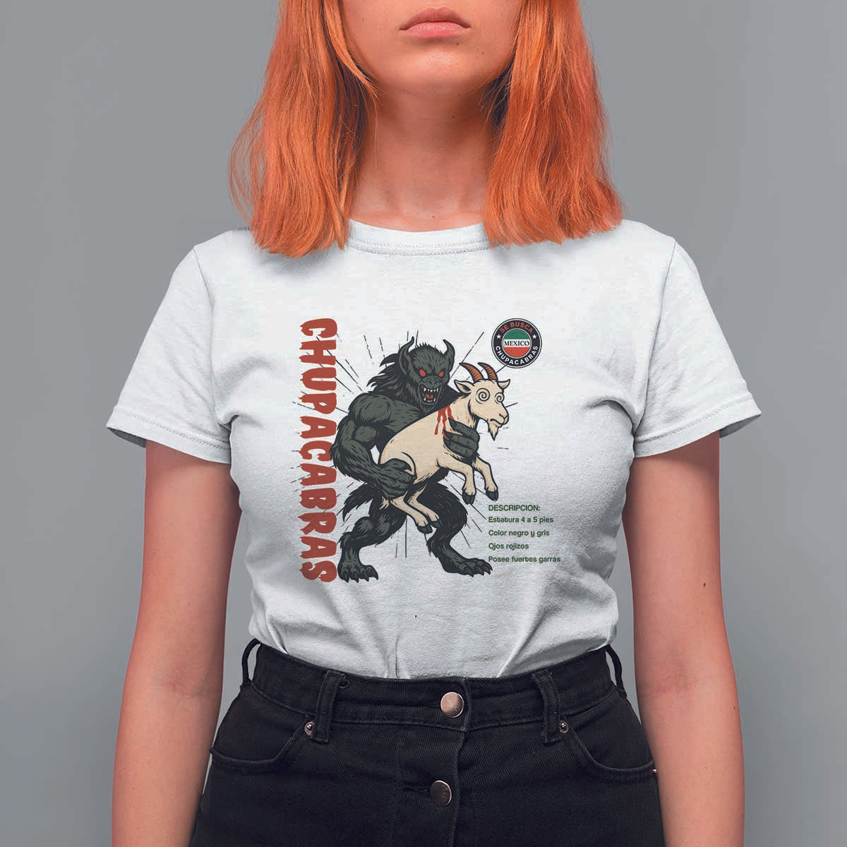 Chupacabra T Shirt For Women Vintage Horror Cryptid Gift - Wonder Print Shop