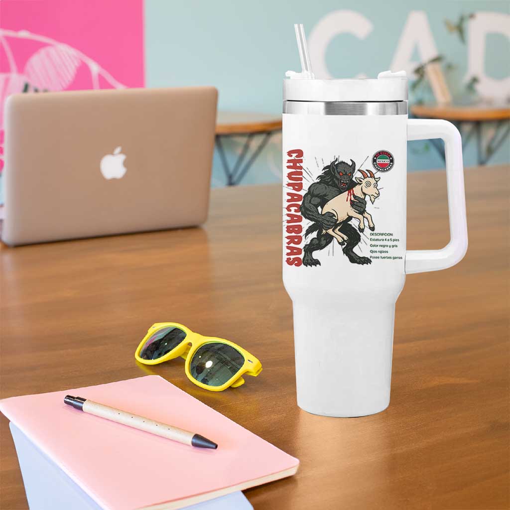Chupacabra Tumbler With Handle Vintage Horror Cryptid Gift