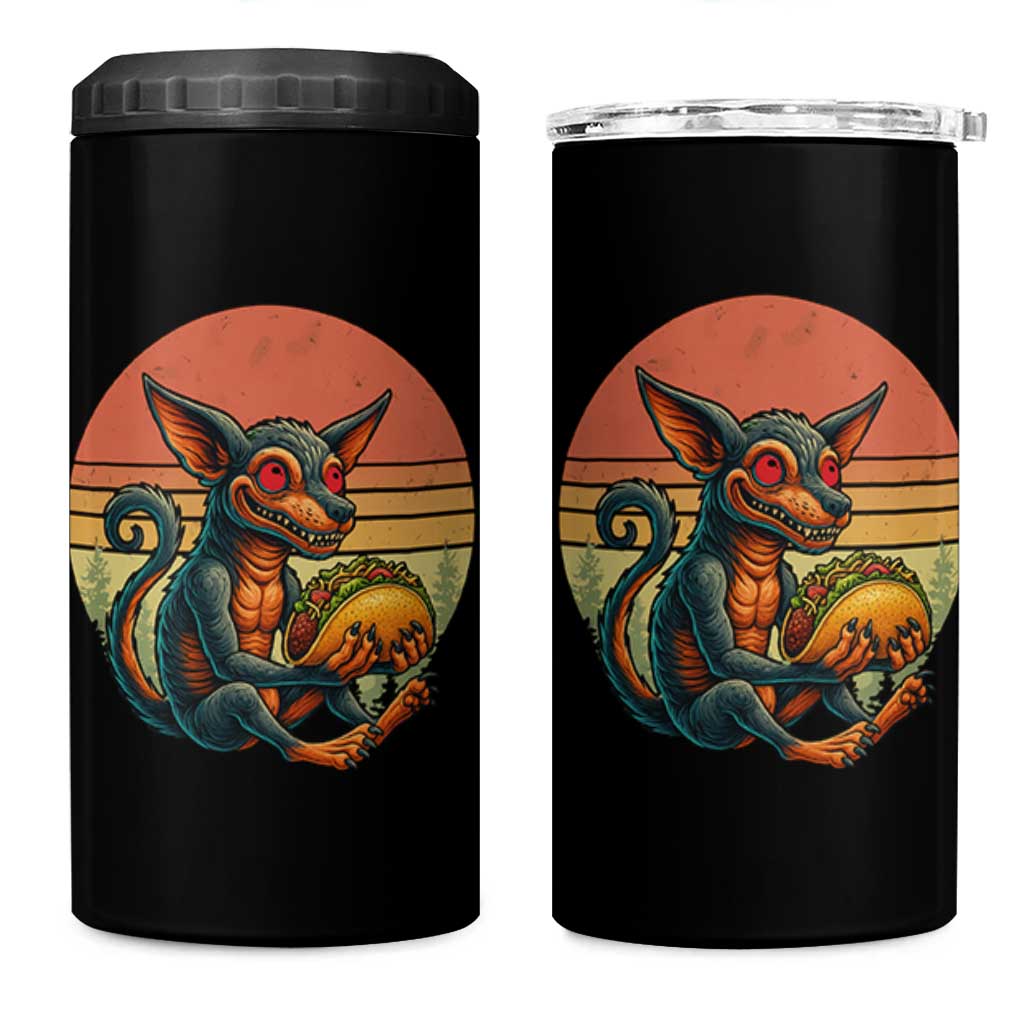 Funny Chupacabra Eat Tacos Cryptid Gift 4 in 1 Can Cooler Tumbler