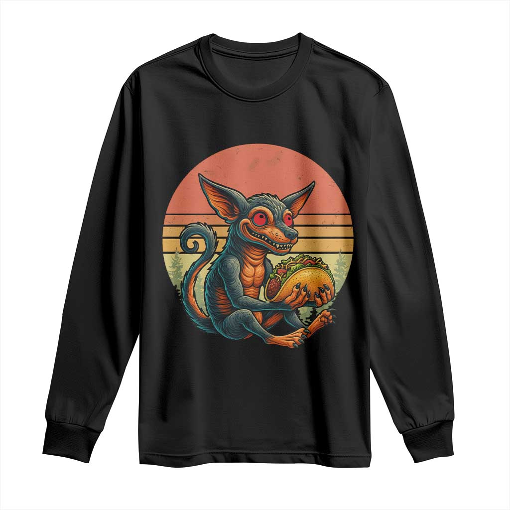 Funny Chupacabra Eat Tacos Cryptid Gift Long Sleeve Shirt - Wonder Print Shop