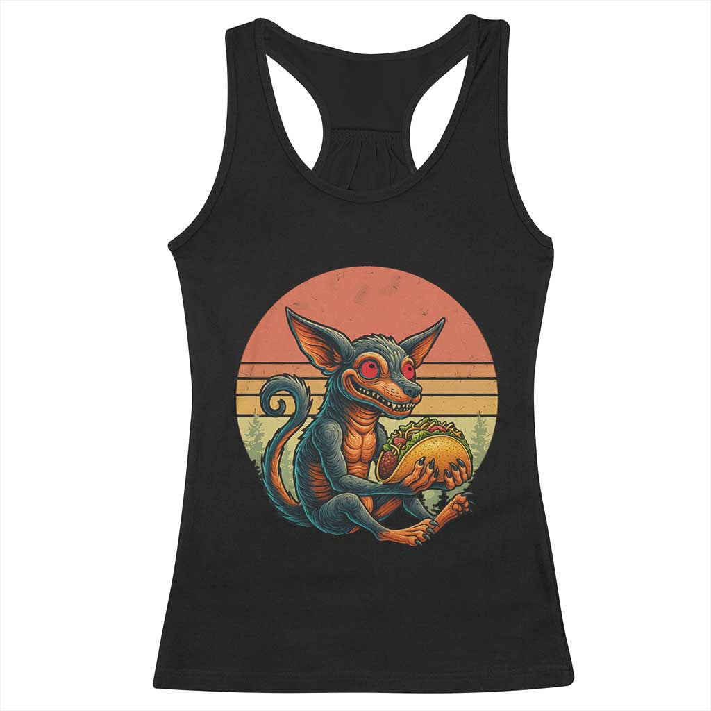 Funny Chupacabra Eat Tacos Cryptid Gift Racerback Tank Top - Wonder Print Shop