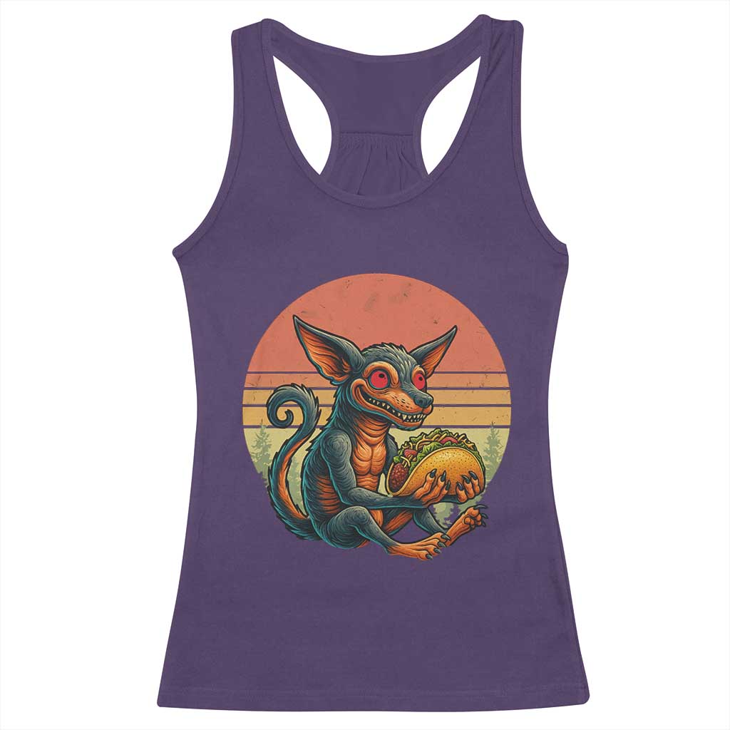 Funny Chupacabra Eat Tacos Cryptid Gift Racerback Tank Top - Wonder Print Shop