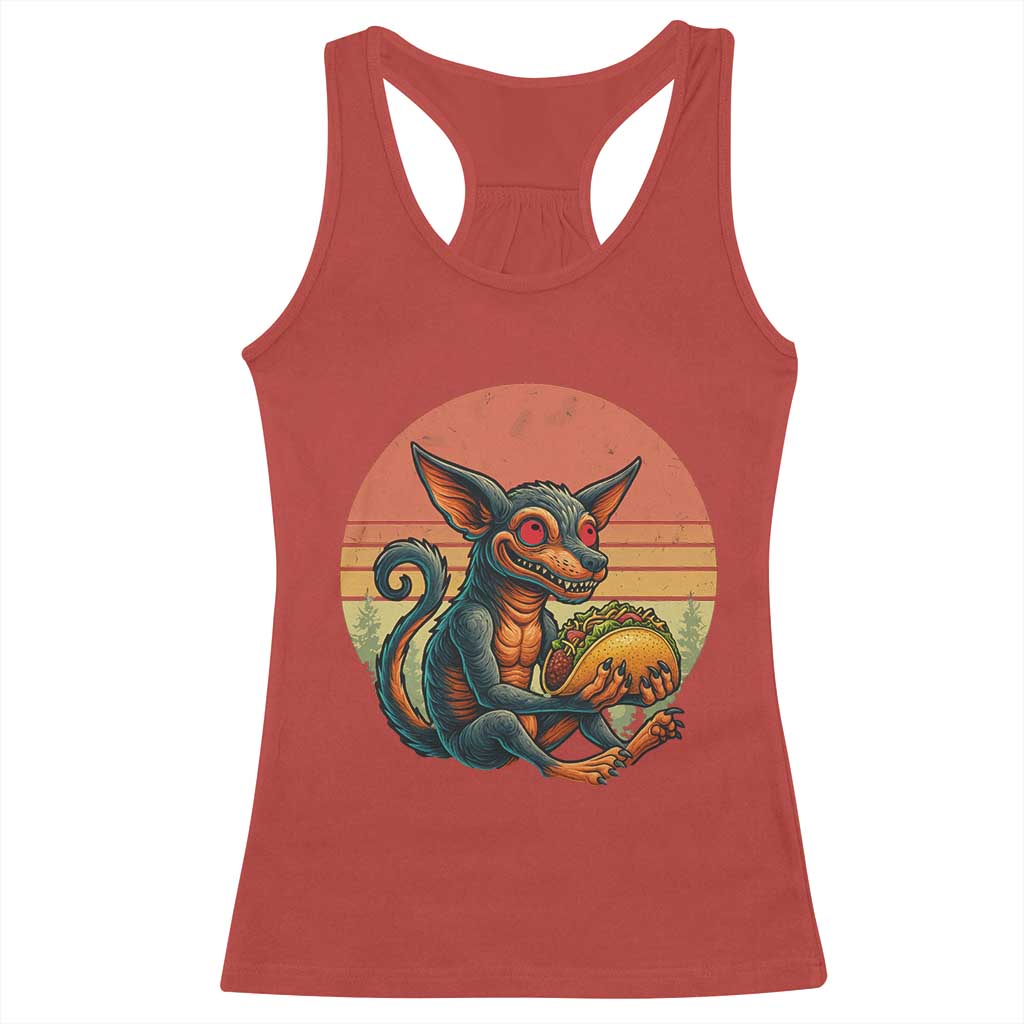Funny Chupacabra Eat Tacos Cryptid Gift Racerback Tank Top - Wonder Print Shop