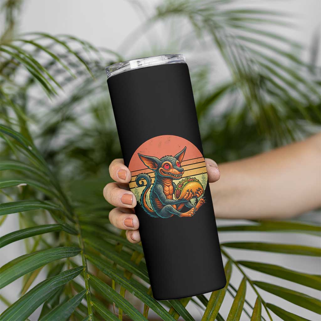 Funny Chupacabra Eat Tacos Cryptid Gift Skinny Tumbler
