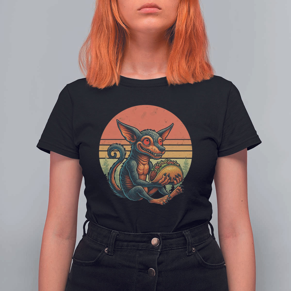 Funny Chupacabra Eat Tacos Cryptid Gift T Shirt For Women - Wonder Print Shop