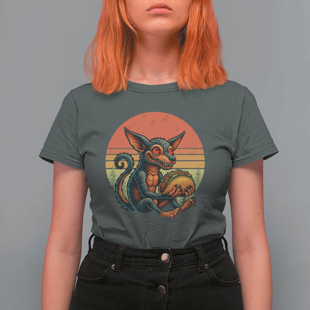 Funny Chupacabra Eat Tacos Cryptid Gift T Shirt For Women - Wonder Print Shop
