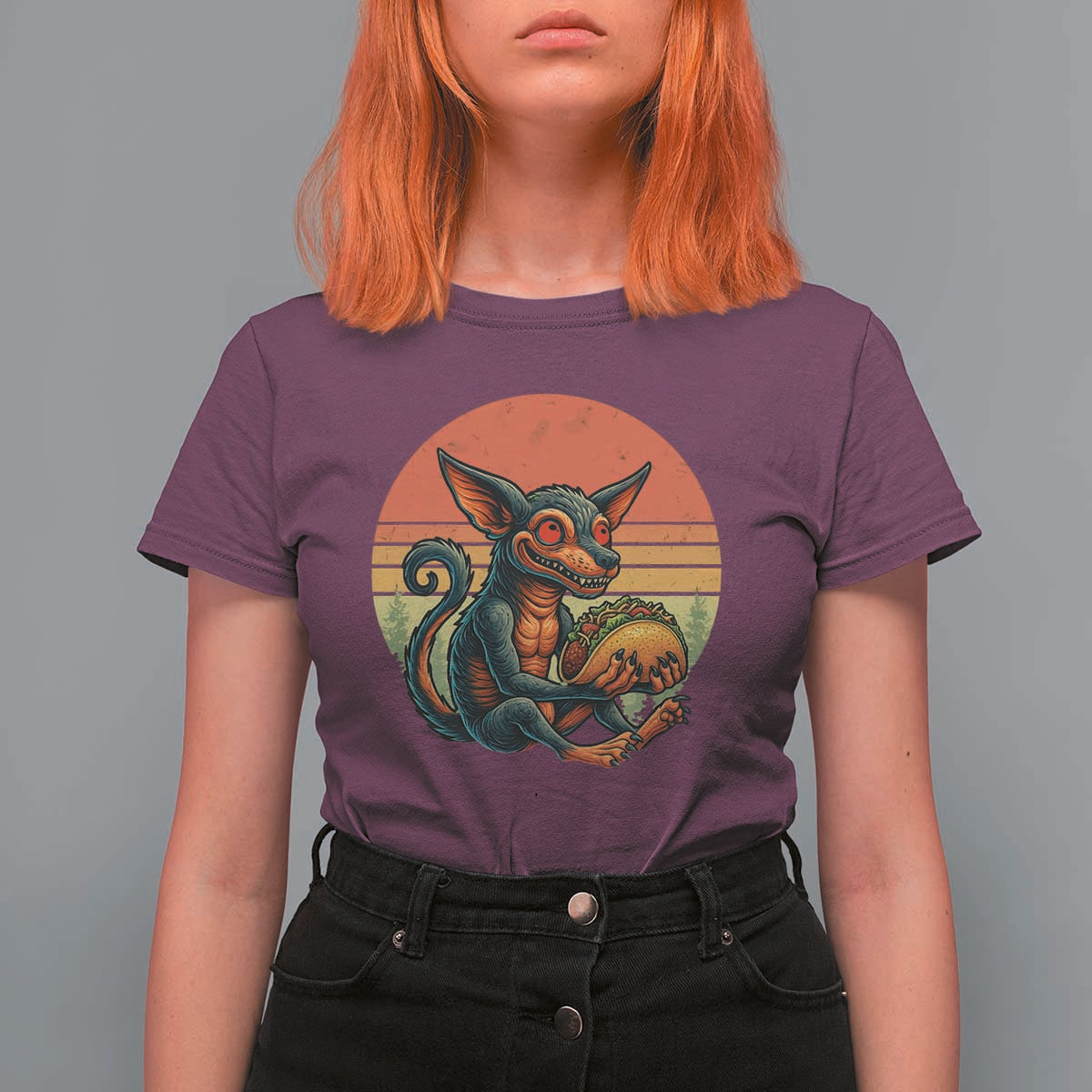 Funny Chupacabra Eat Tacos Cryptid Gift T Shirt For Women - Wonder Print Shop