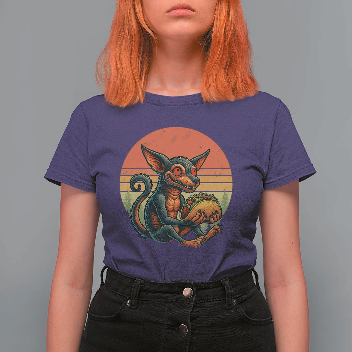 Funny Chupacabra Eat Tacos Cryptid Gift T Shirt For Women - Wonder Print Shop