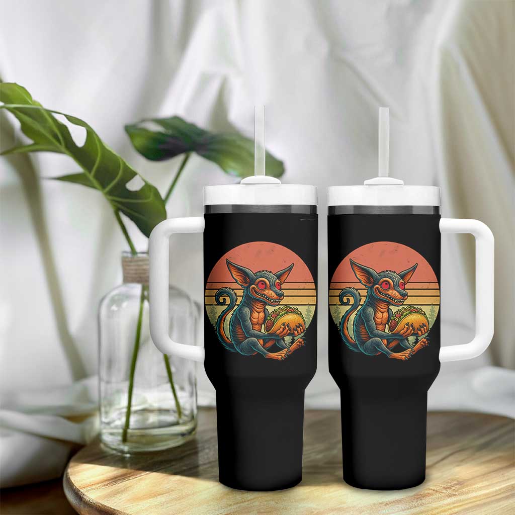 Funny Chupacabra Eat Tacos Cryptid Gift Tumbler With Handle